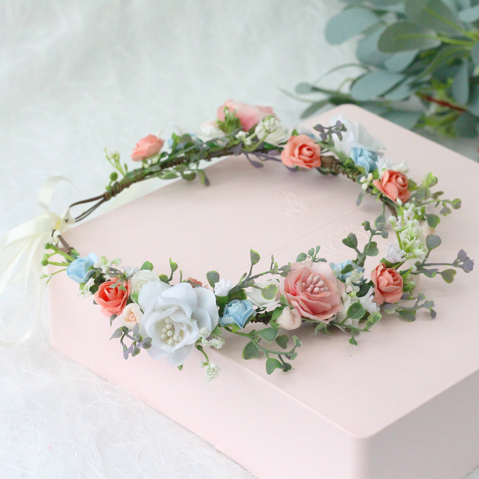 Bridal Wreath Handmade Fabric Rose Colorful Hair Strap Scenic Area Travel Photography Holiday Children's Headaccessory - Luzilly Bridal & Apparel