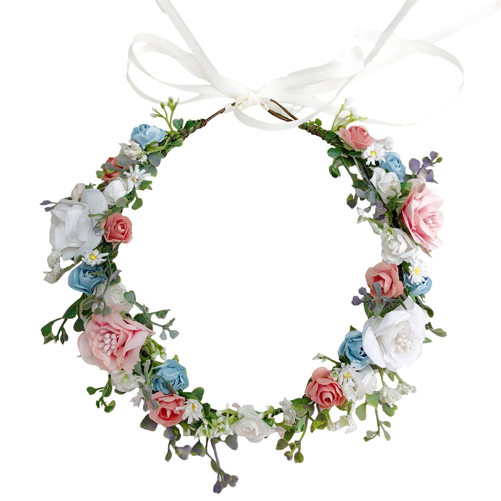 Bridal Wreath Handmade Fabric Rose Colorful Hair Strap Scenic Area Travel Photography Holiday Children's Headaccessory - Luzilly Bridal & Apparel
