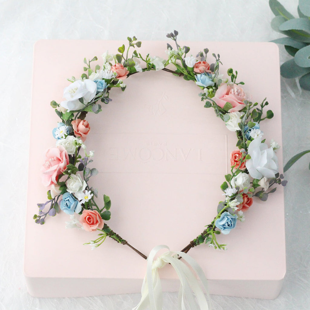 Bridal Wreath Handmade Fabric Rose Colorful Hair Strap Scenic Area Travel Photography Holiday Children's Headaccessory - Luzilly Bridal & Apparel