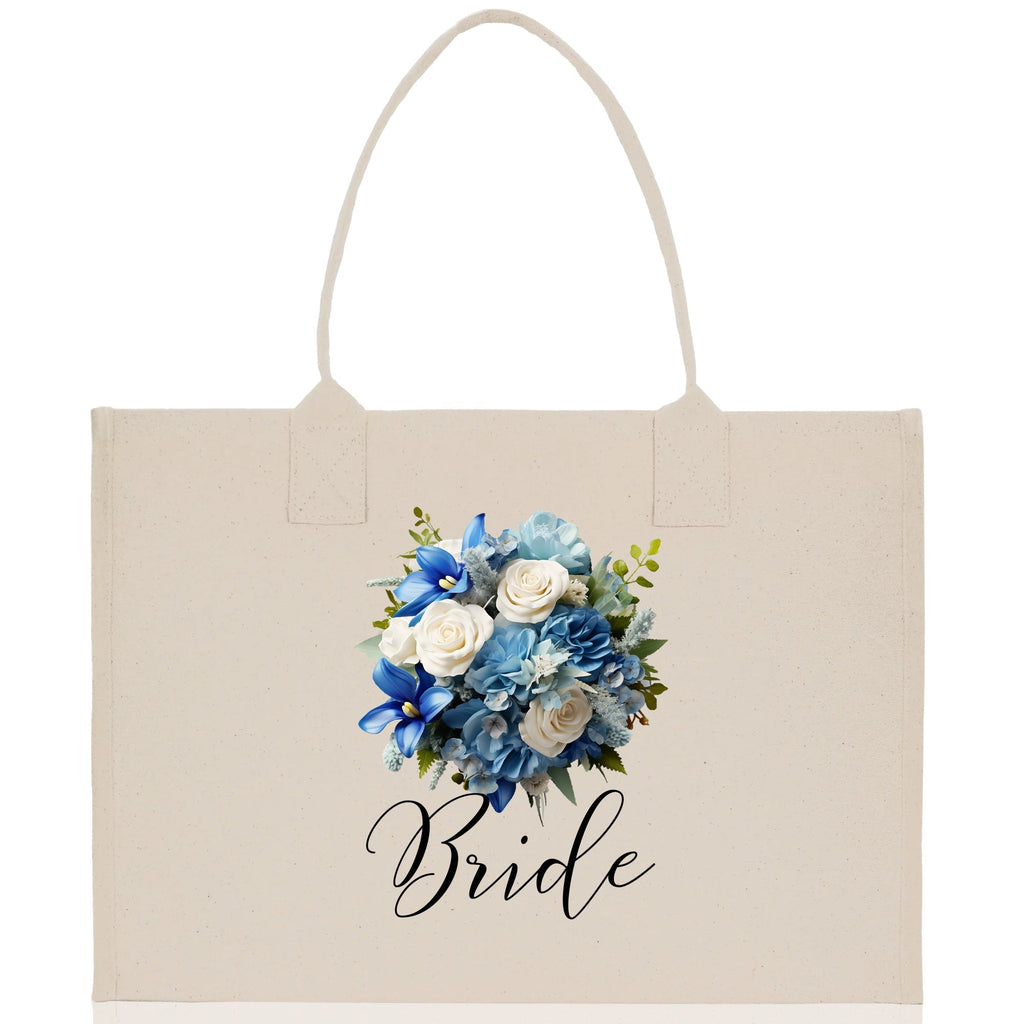Bride Blue Roses Bouquet Canvas Tote Bag - Luzilly Bridal & Apparel