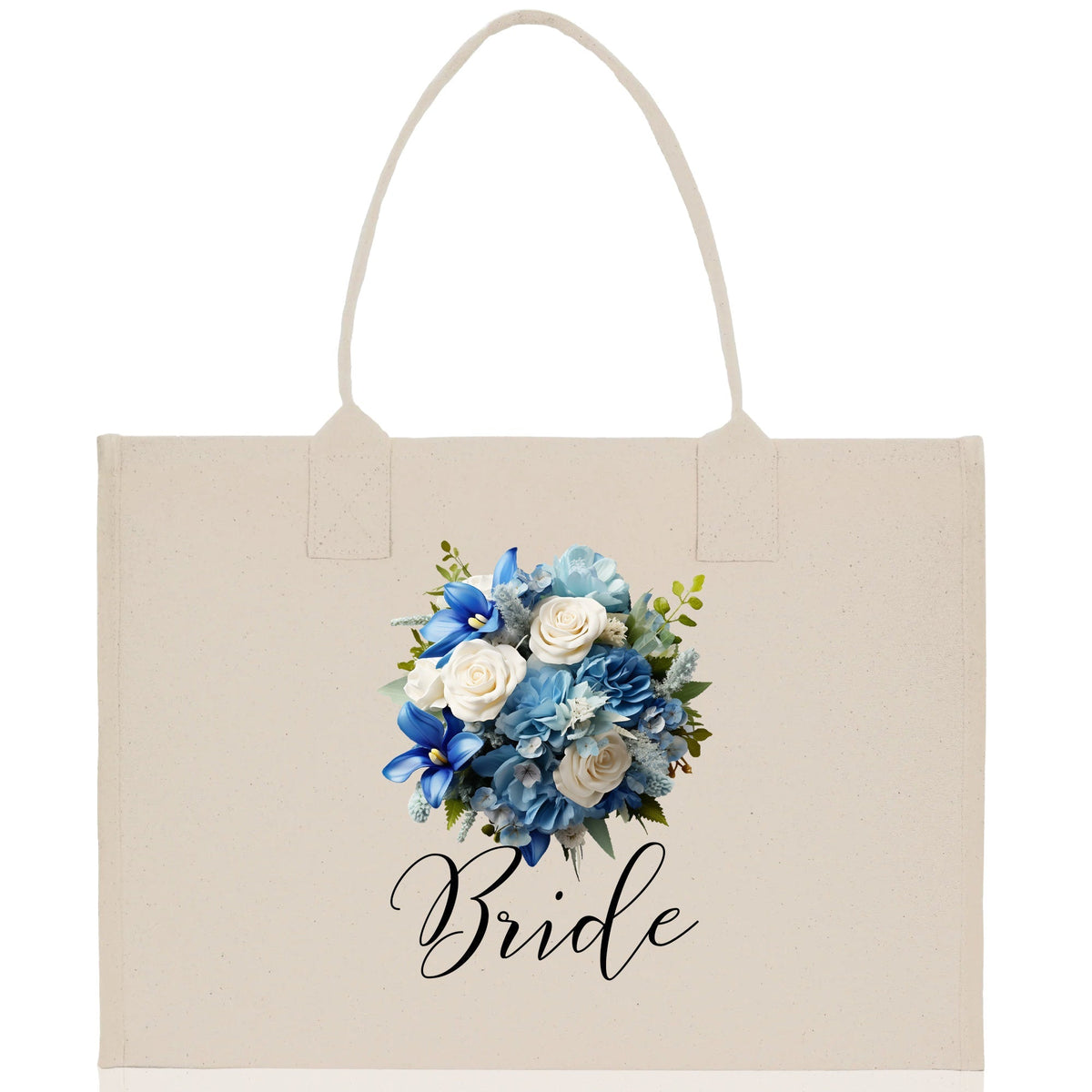 Bride Blue Roses Bouquet Canvas Tote Bag - Luzilly Bridal & Apparel