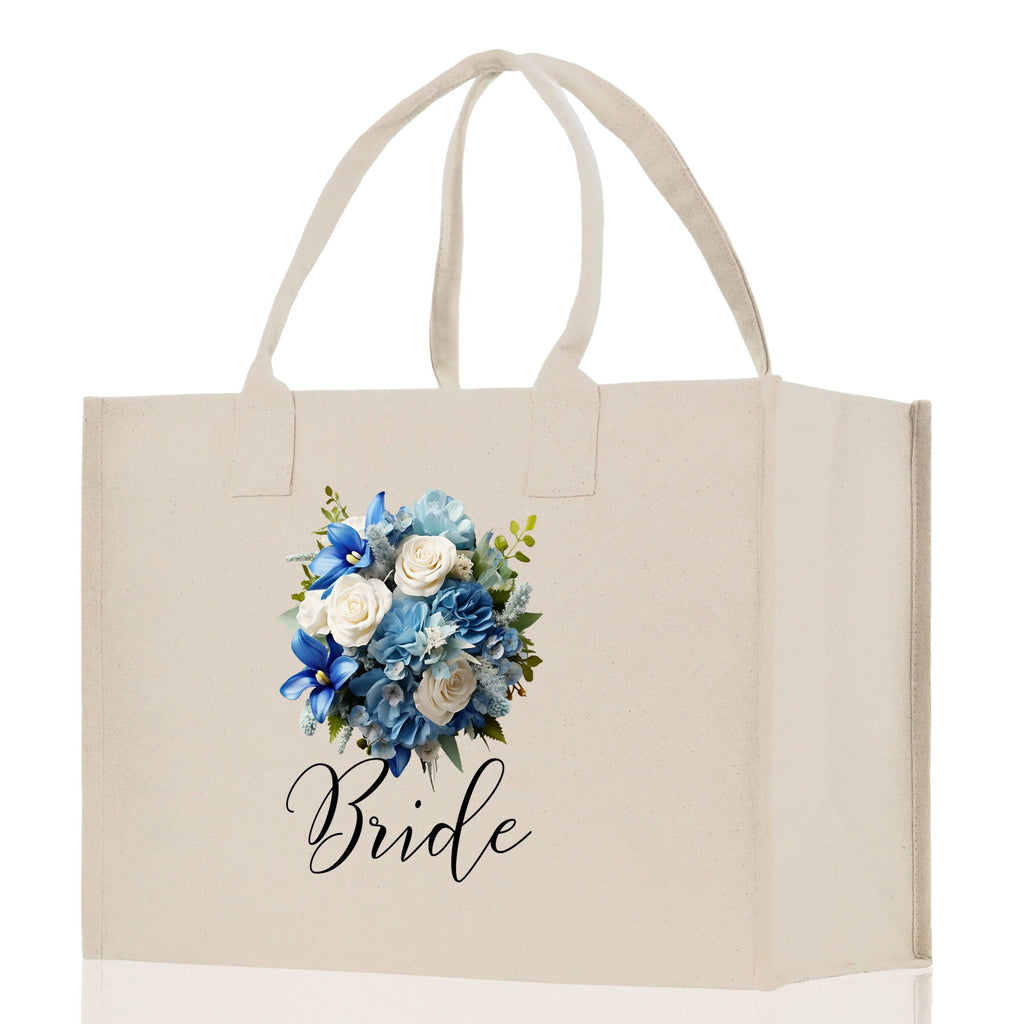 Bride Blue Roses Bouquet Canvas Tote Bag - Luzilly Bridal & Apparel