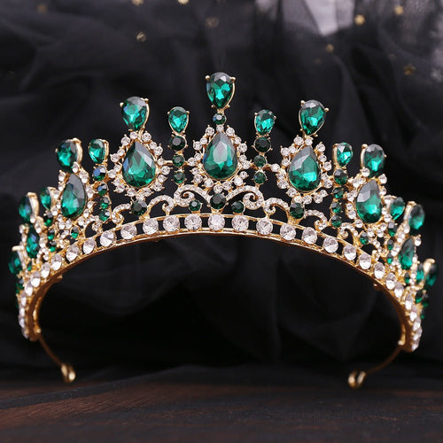 Bride Crown Baroque Water Drop Diamond Princess Crown Performance Birthday Headwear Wedding Dress Accessories - Luzilly Bridal & Apparel