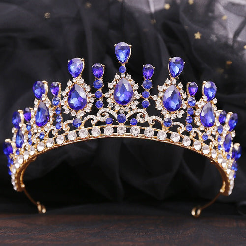 Bride Crown Baroque Water Drop Diamond Princess Crown Performance Birthday Headwear Wedding Dress Accessories - Luzilly Bridal & Apparel