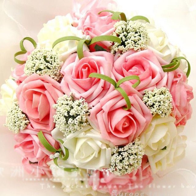 Bride Holding Flowers Romantic Wedding Colorful Bride 's Bouquet Red Pink Blue And Purple Bridal - Luzilly Bridal & Apparel