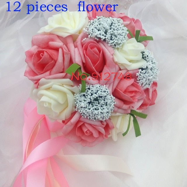 Bride Holding Flowers Romantic Wedding Colorful Bride 's Bouquet Red Pink Blue And Purple Bridal - Luzilly Bridal & Apparel