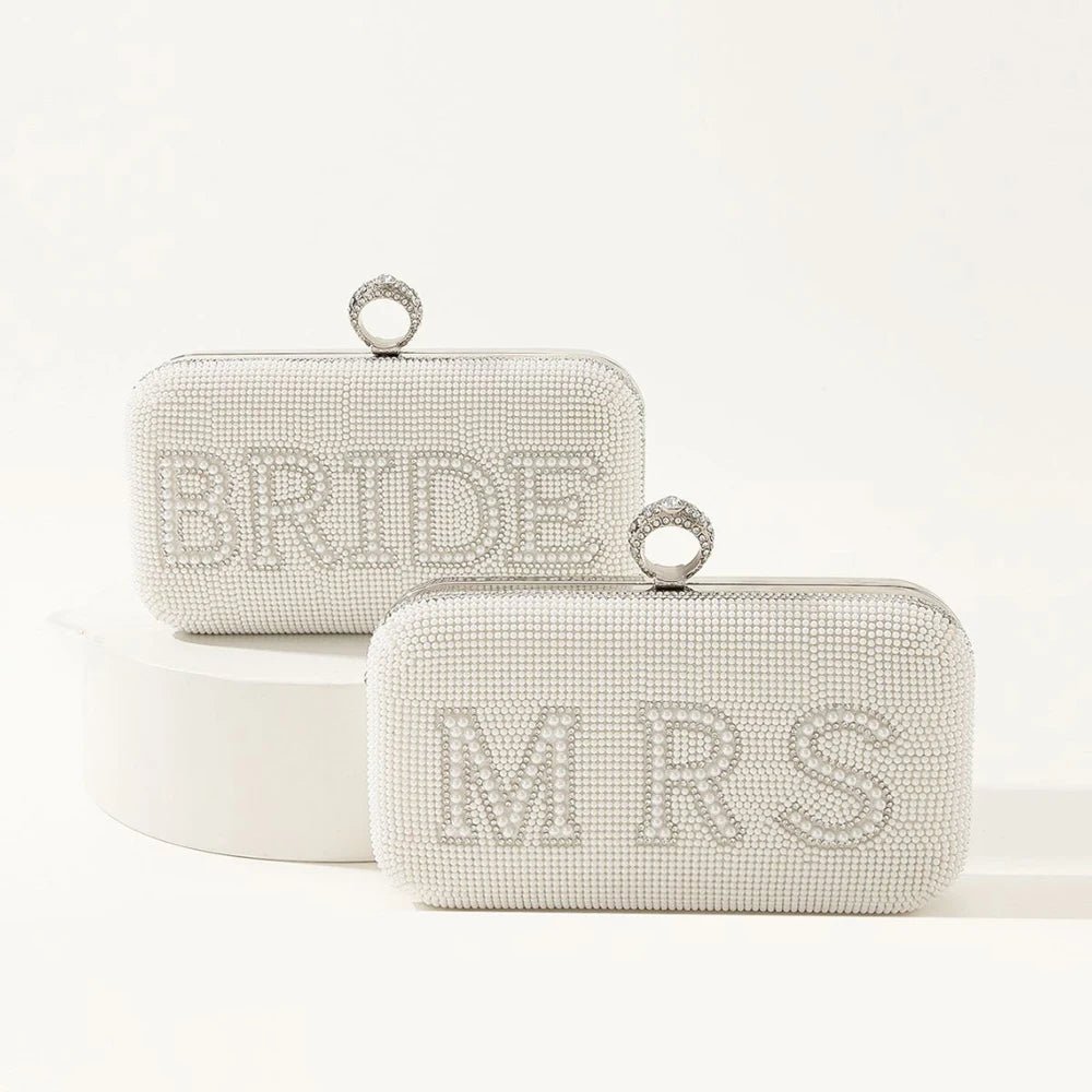 “Bride” Pearl Rhinestone Clutch - Luzilly Bridal & Apparel