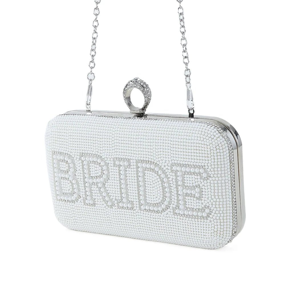 “Bride” Pearl Rhinestone Clutch - Luzilly Bridal & Apparel