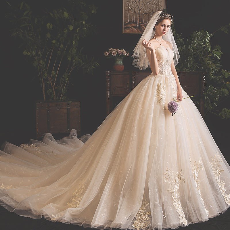 Bride Summer Tube Top Mori Style Trailing Skirt - Luzilly Bridal & Apparel