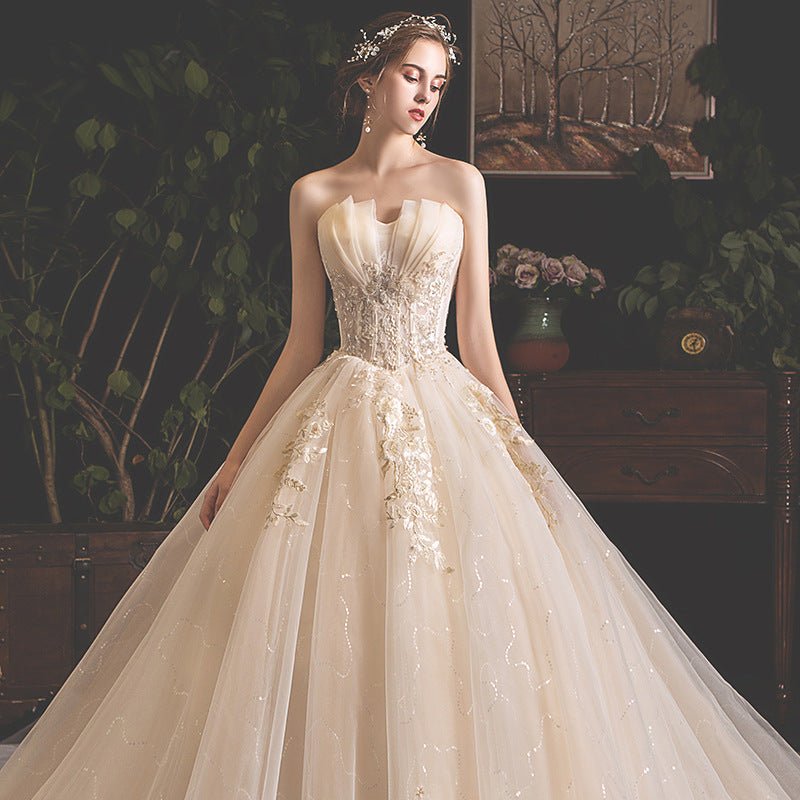 Bride Summer Tube Top Mori Style Trailing Skirt - Luzilly Bridal & Apparel