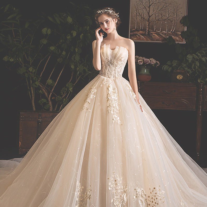 Bride Summer Tube Top Mori Style Trailing Skirt - Luzilly Bridal & Apparel
