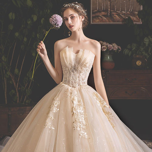 Bride Summer Tube Top Mori Style Trailing Skirt - Luzilly Bridal & Apparel