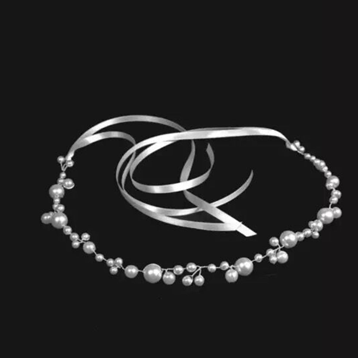 Bride Wedding Hair Accessories Simple Pearl Soft Chain Headband - Luzilly Bridal & Apparel