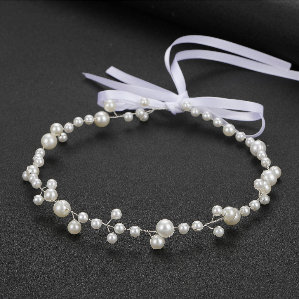 Bride Wedding Hair Accessories Simple Pearl Soft Chain Headband - Luzilly Bridal & Apparel