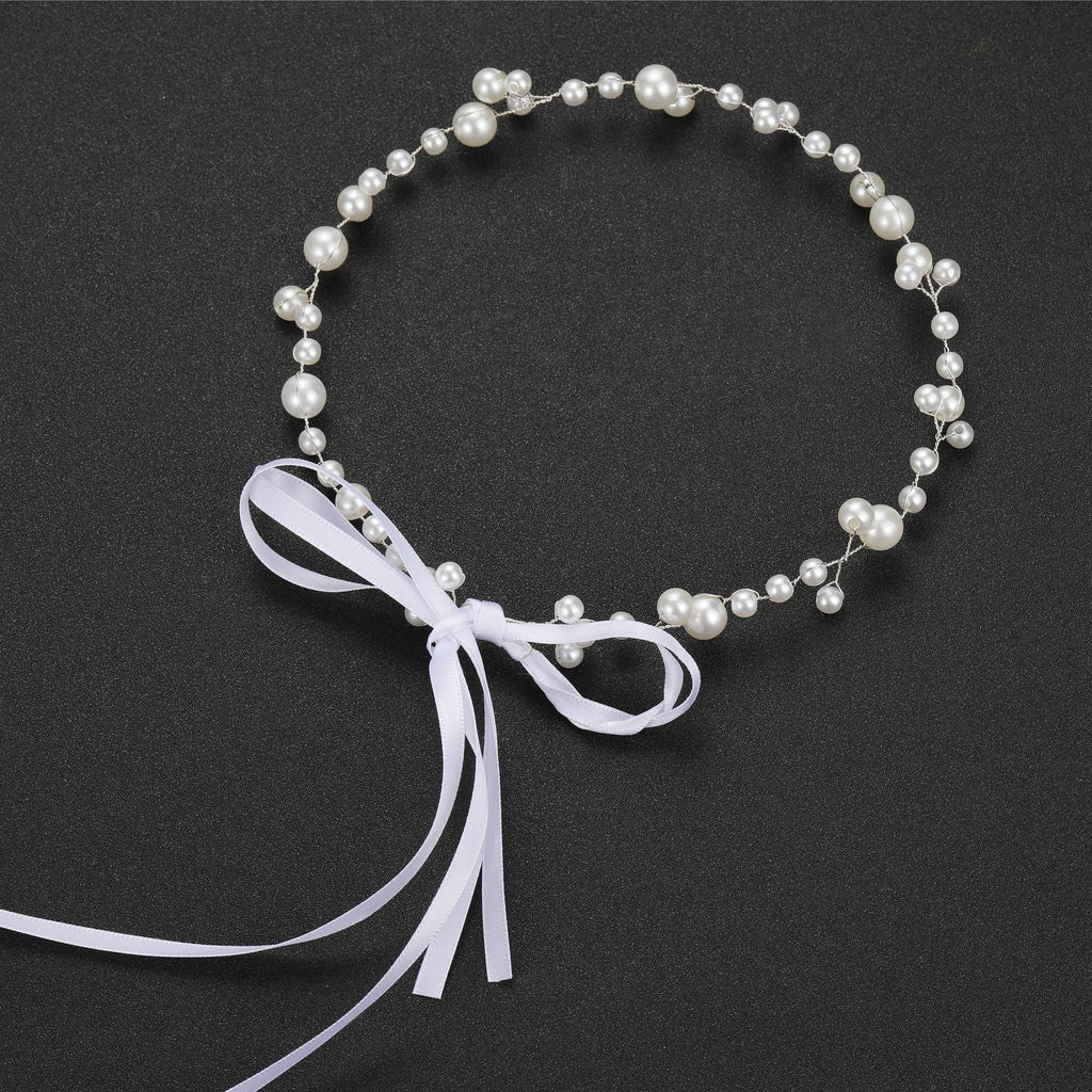 Bride Wedding Hair Accessories Simple Pearl Soft Chain Headband - Luzilly Bridal & Apparel