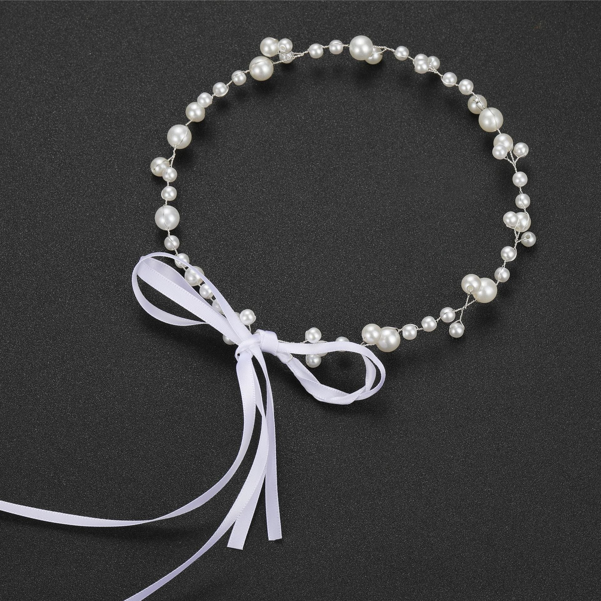 Bride Wedding Hair Accessories Simple Pearl Soft Chain Headband - Luzilly Bridal & Apparel