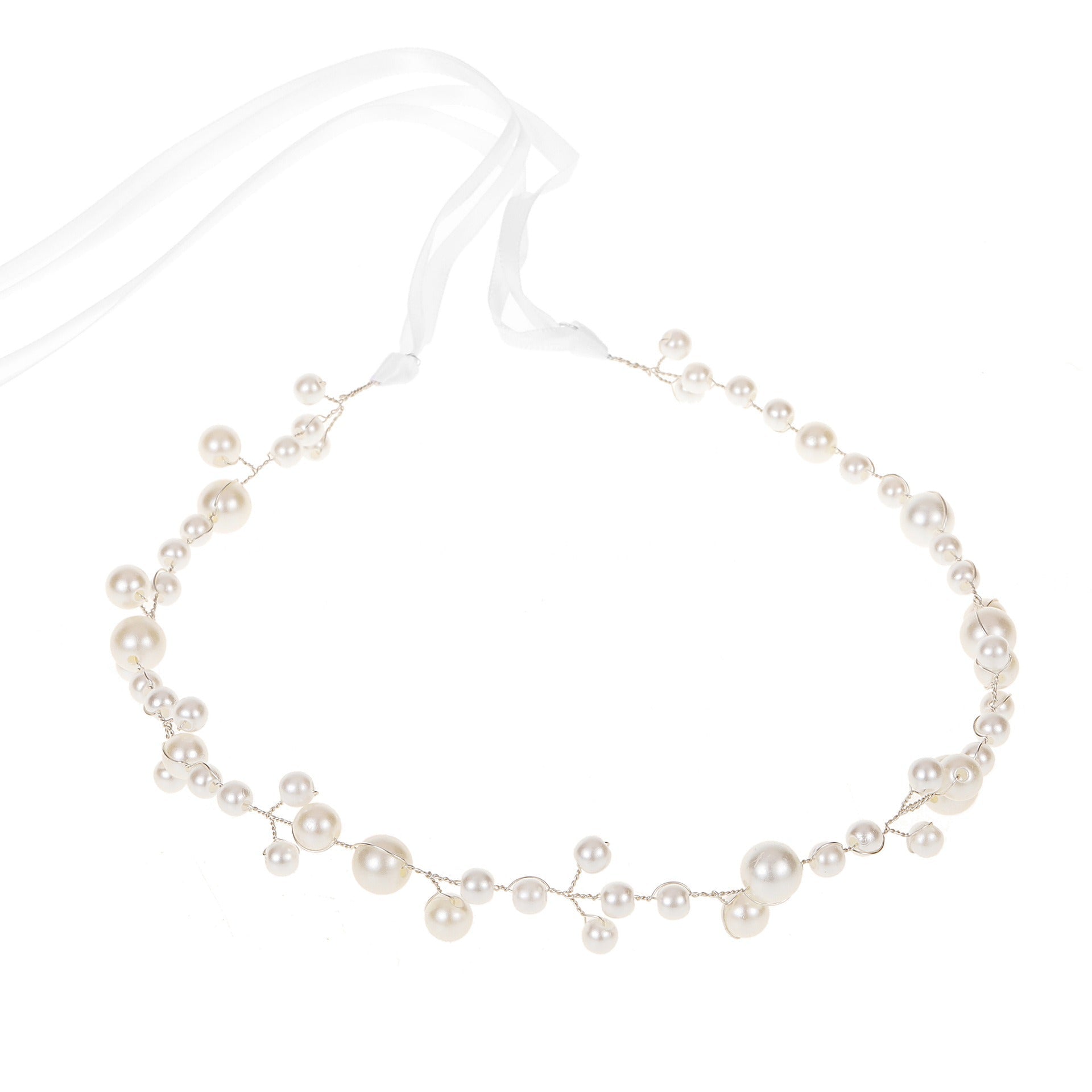 Bride Wedding Hair Accessories Simple Pearl Soft Chain Headband - Luzilly Bridal & Apparel