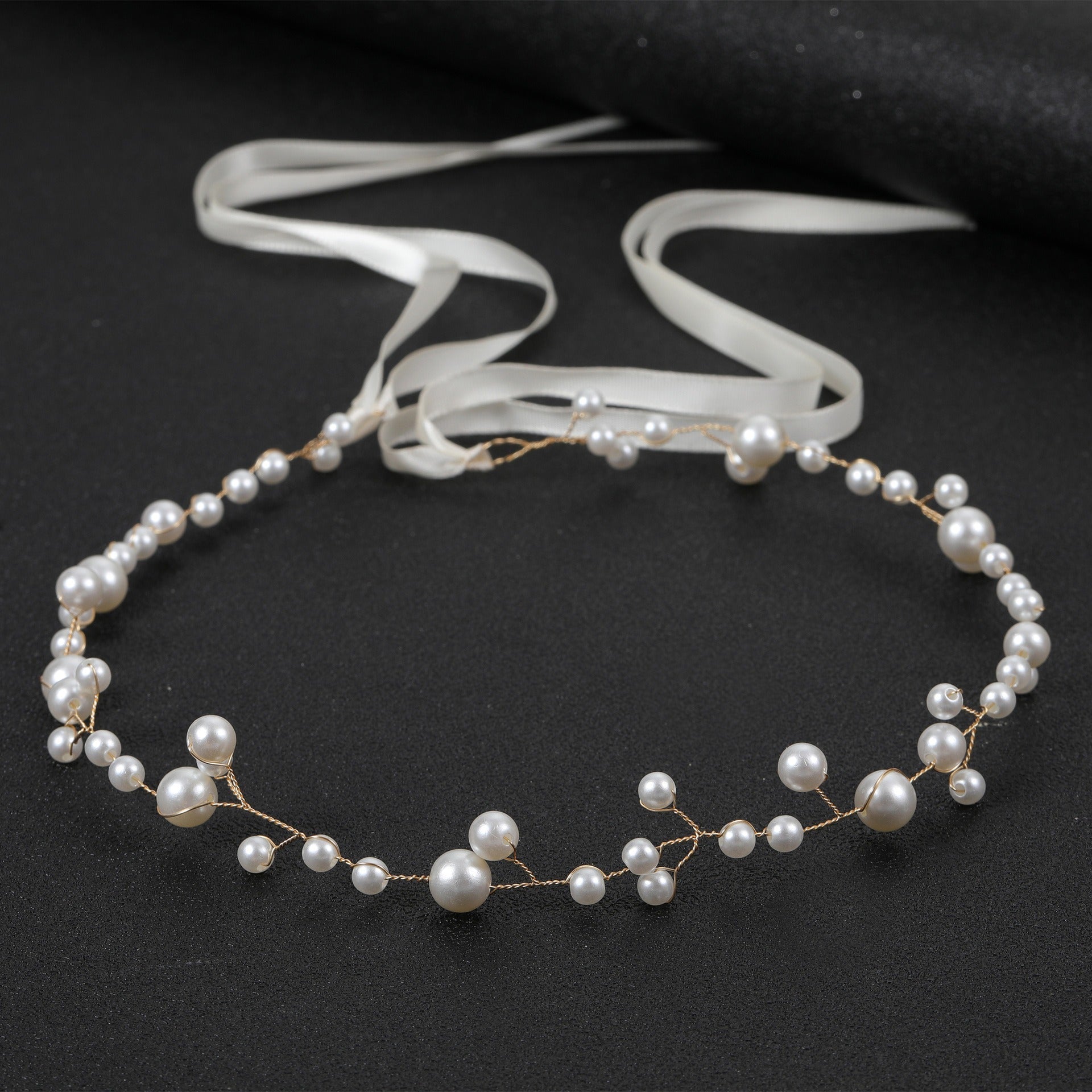 Bride Wedding Hair Accessories Simple Pearl Soft Chain Headband - Luzilly Bridal & Apparel