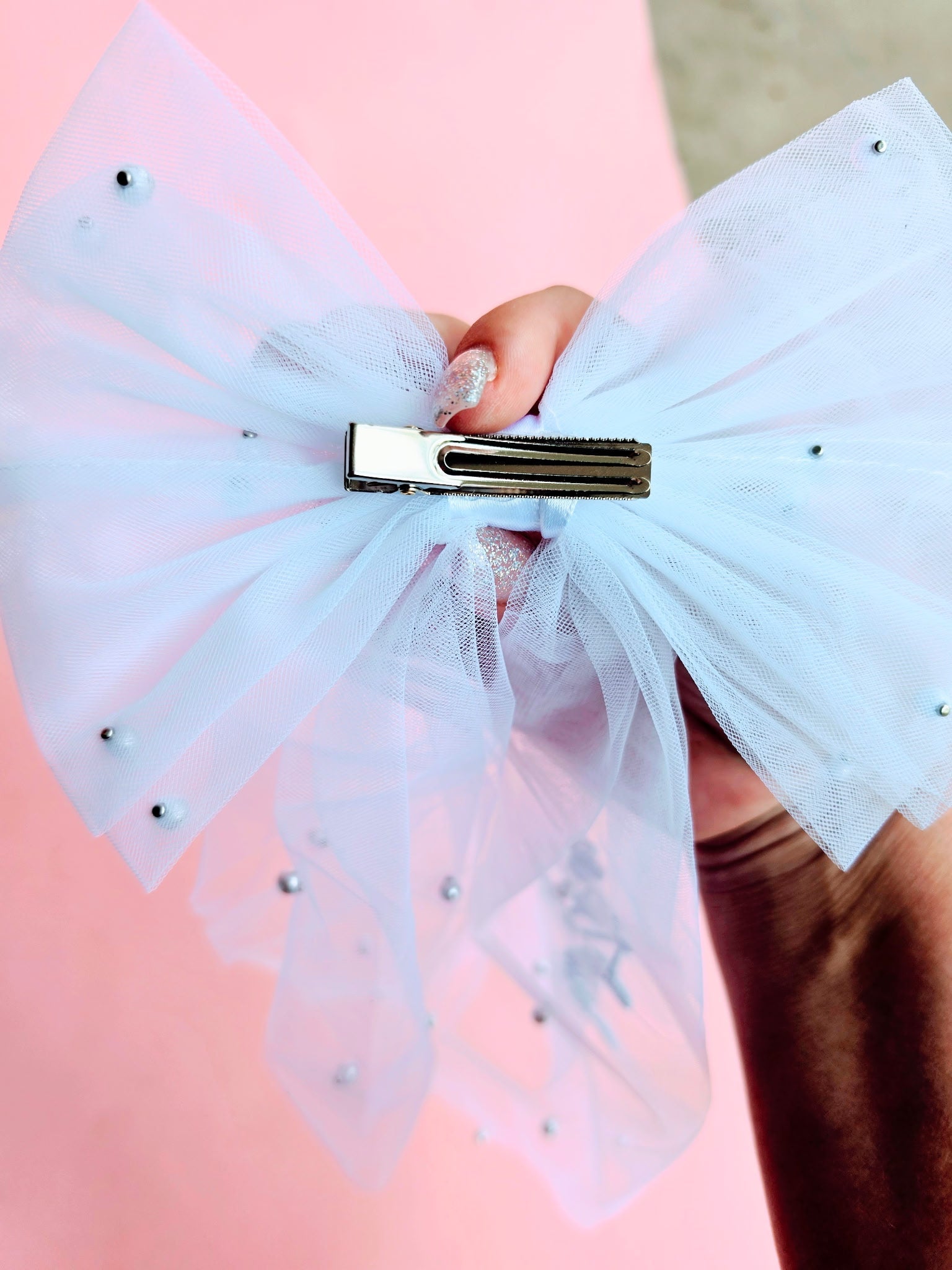 Bride To Be Embroidered Hair Bow Veil Clip