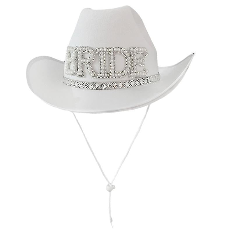 Bride's headdress with diamond inlaid denim hat Western denim hat BRIDE sequin edging headdress denim hat - Luzilly Bridal & Apparel