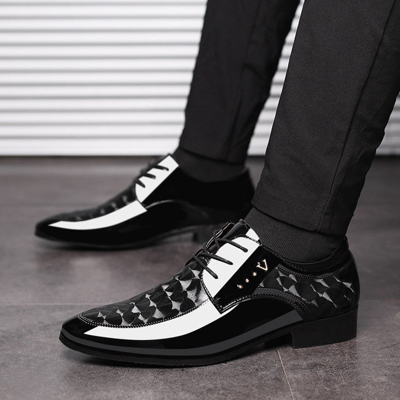 Bright leather shoes for men's business dress shoes, plus size men's shoes, versatile wedding shoes - Luzilly Bridal & Apparel