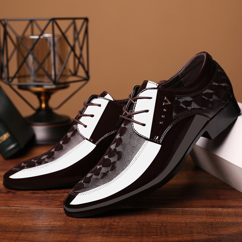 Bright leather shoes for men's business dress shoes, plus size men's shoes, versatile wedding shoes - Luzilly Bridal & Apparel