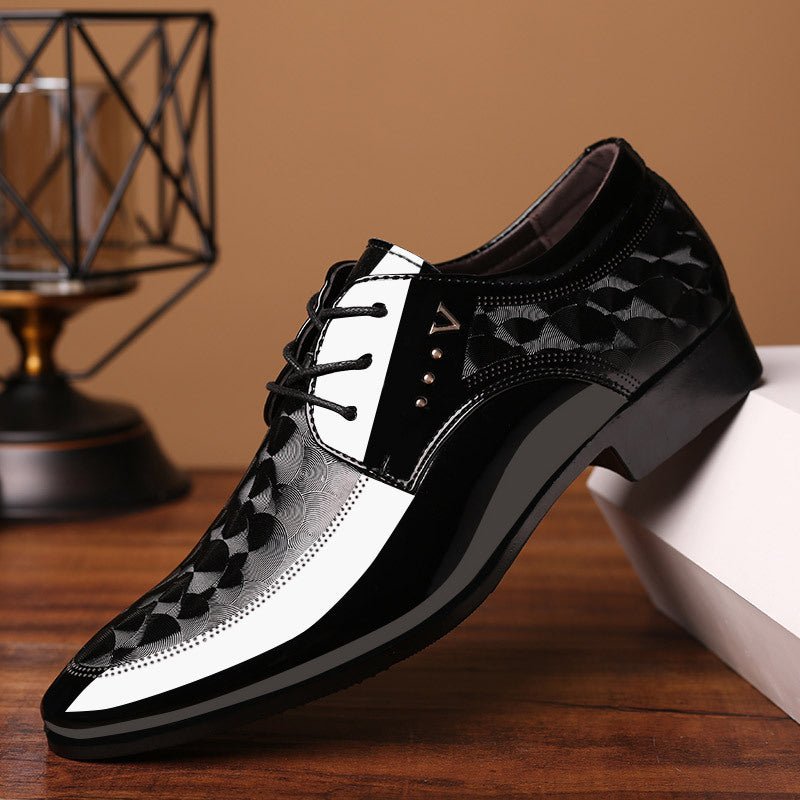 Bright leather shoes for men's business dress shoes, plus size men's shoes, versatile wedding shoes - Luzilly Bridal & Apparel