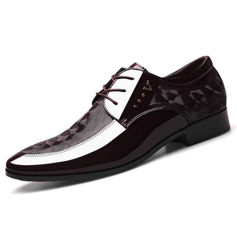 Bright leather shoes for men's business dress shoes, plus size men's shoes, versatile wedding shoes - Luzilly Bridal & Apparel