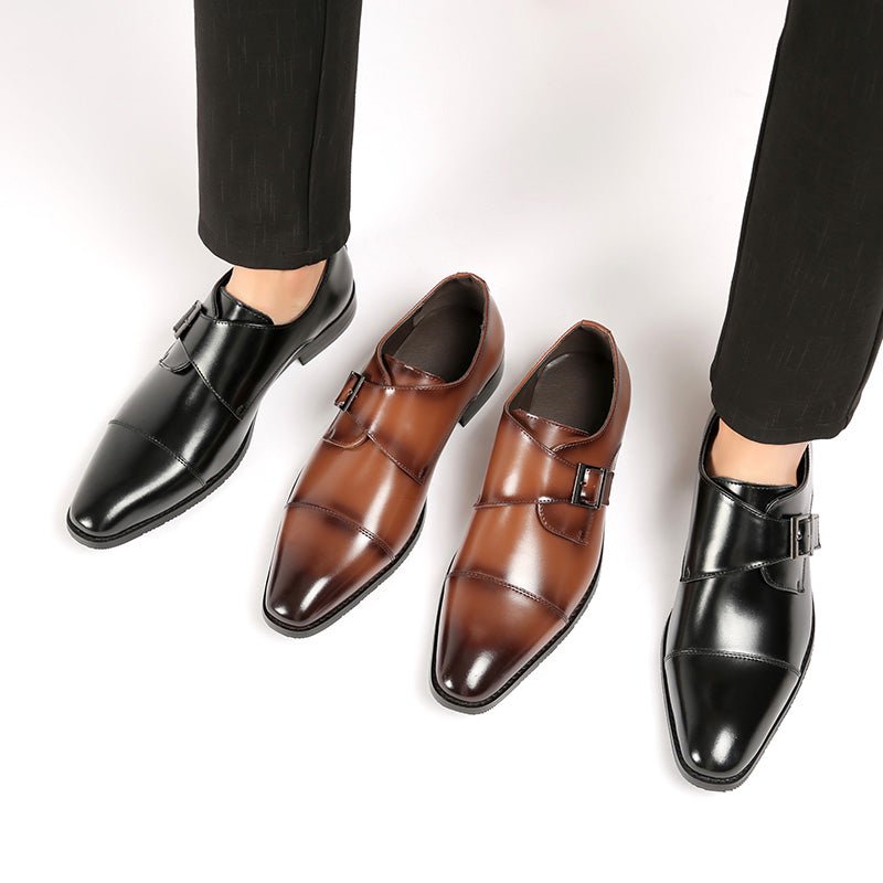 British Monk-Strap Leather Dress Shoes - Luzilly Bridal & Apparel
