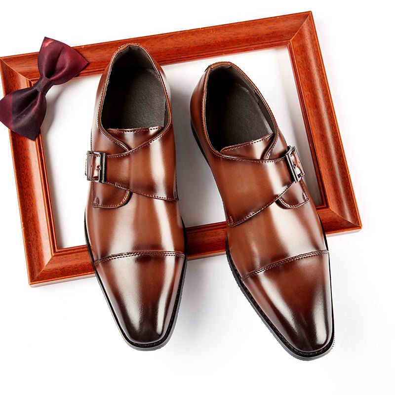 British Monk-Strap Leather Dress Shoes - Luzilly Bridal & Apparel