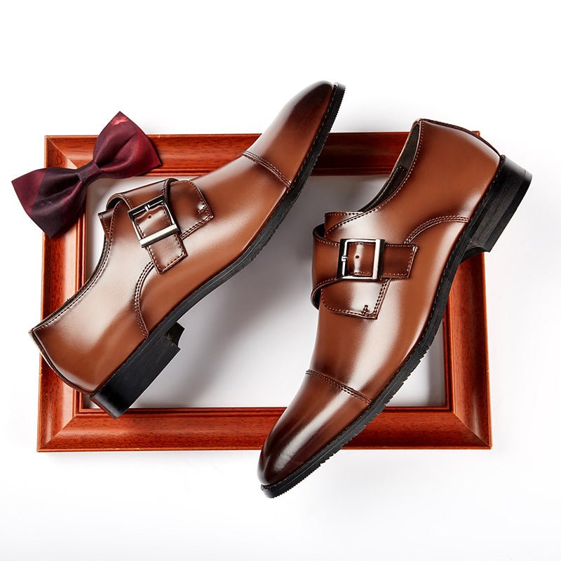 British Monk-Strap Leather Dress Shoes - Luzilly Bridal & Apparel