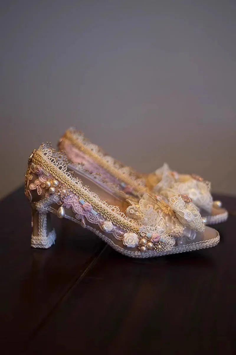 Brocade Baroque Bridal Heels - Luzilly Bridal & Apparel