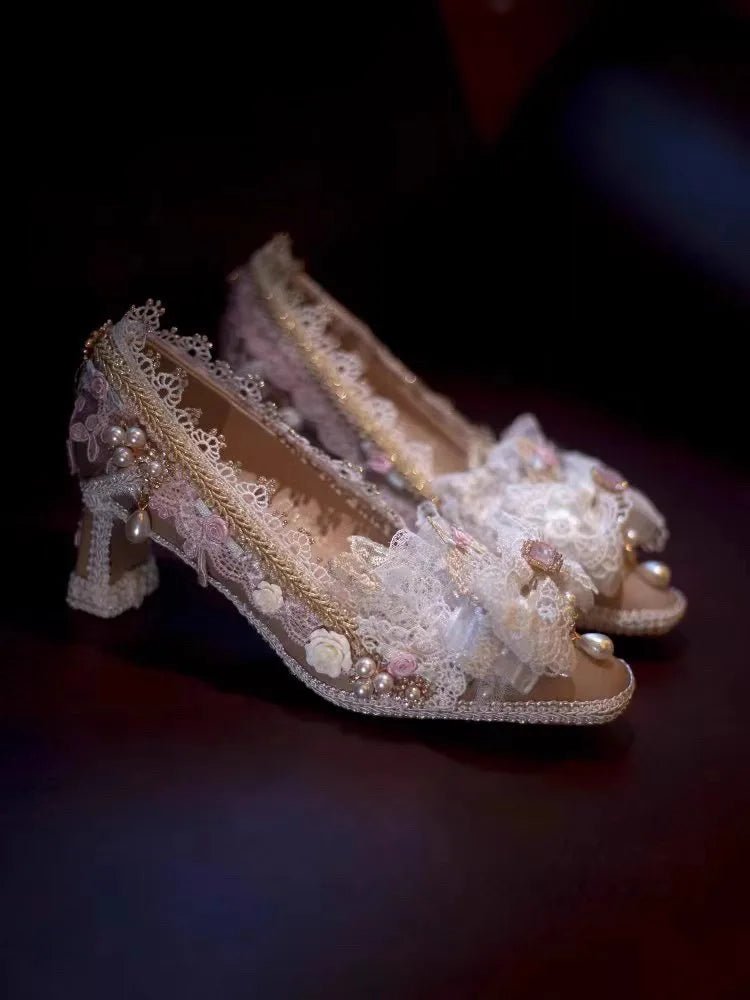 Brocade Baroque Bridal Heels - Luzilly Bridal & Apparel