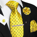 Brown Yellow Plaid Ties For Men Luxury 8cm Silk Tie Pin Pocket Square Cufflinks Tie Clip Set Business Party Wedding Accessories - Luzilly Bridal & Apparel