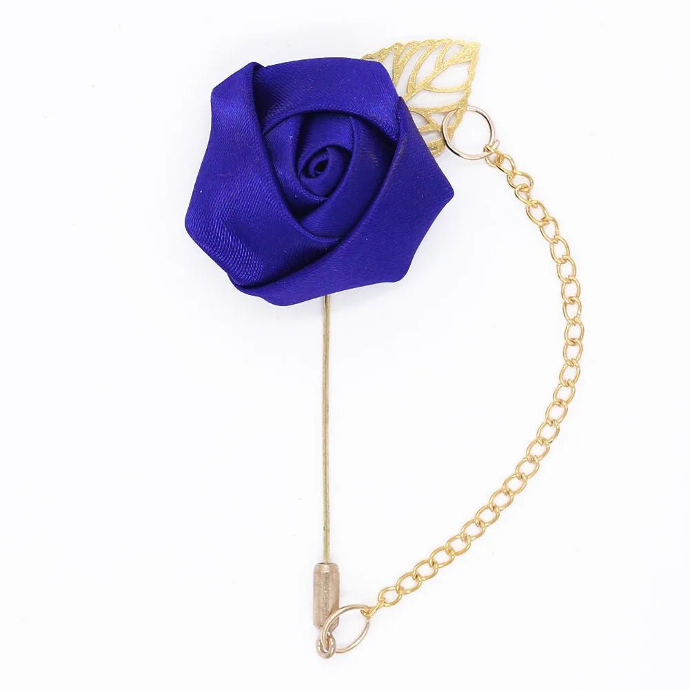 Burgundy Boutonnieres Wedding Accessories Groom Corsage Lapel Pins Ribbon Rose Flower Women Buttonhole Brooch Mariage Prom Decor - Luzilly Bridal & Apparel