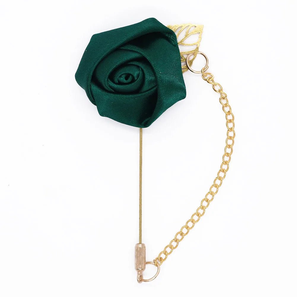 Burgundy Boutonnieres Wedding Accessories Groom Corsage Lapel Pins Ribbon Rose Flower Women Buttonhole Brooch Mariage Prom Decor - Luzilly Bridal & Apparel