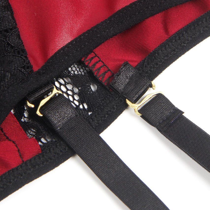 Burgundy Faux Leather Teddy Lingerie - Luzilly Bridal & Apparel