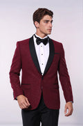 Burgundy Shawl Lapel Sparkly Men Tuxedo Jacket - Wessi - Luzilly Bridal & Apparel