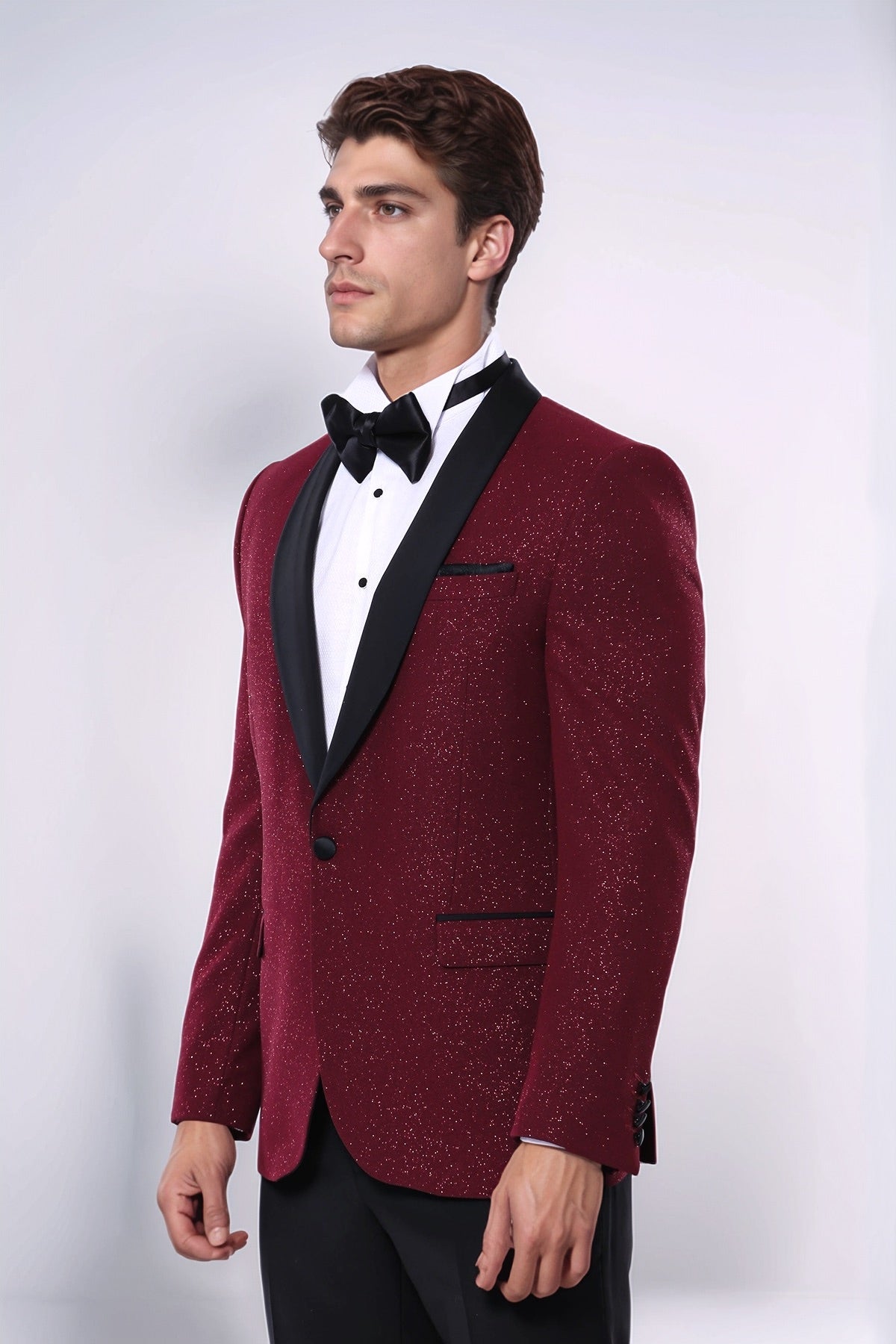 Burgundy Shawl Lapel Sparkly Men Tuxedo Jacket - Wessi - Luzilly Bridal & Apparel
