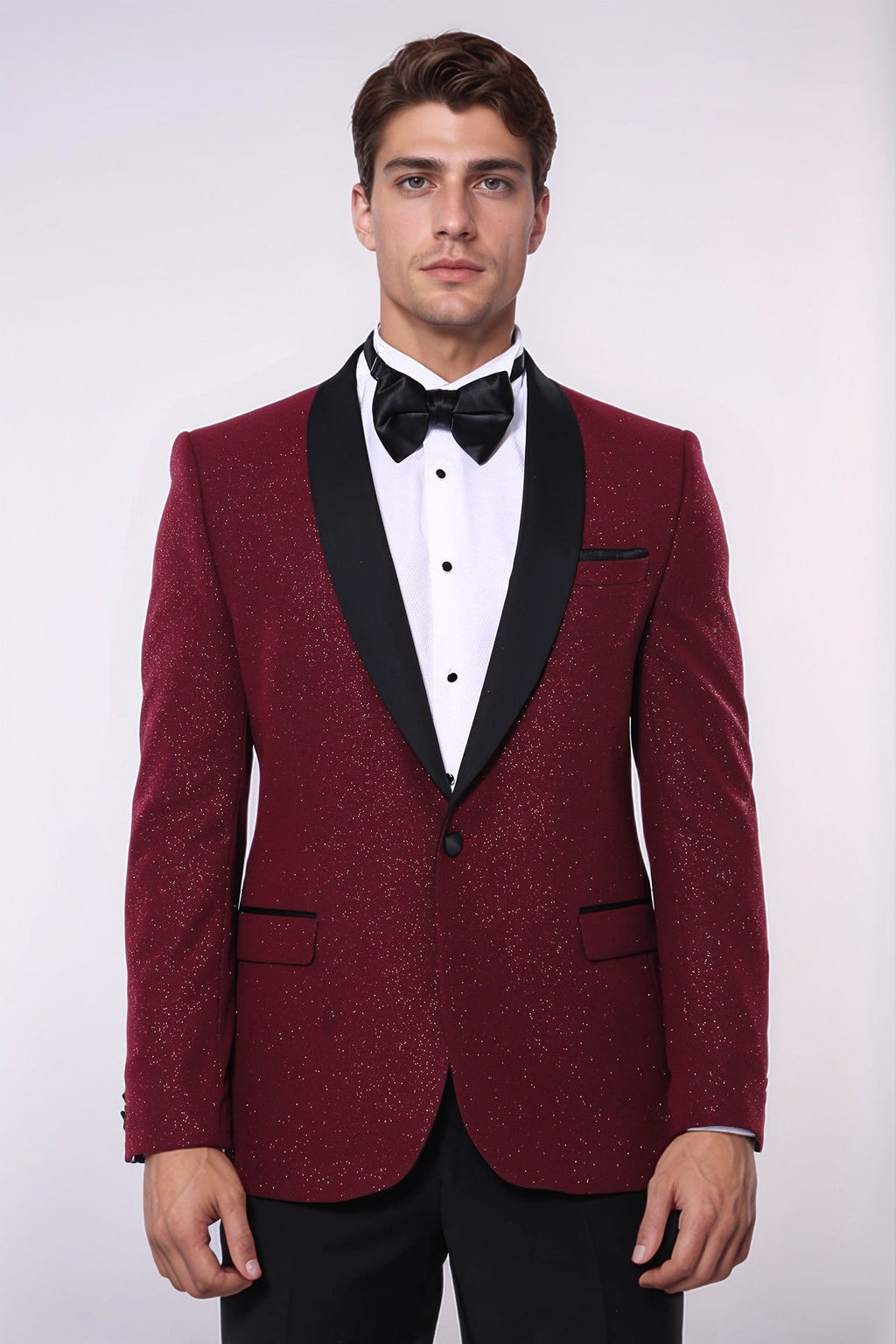 Burgundy Shawl Lapel Sparkly Men Tuxedo Jacket - Wessi - Luzilly Bridal & Apparel