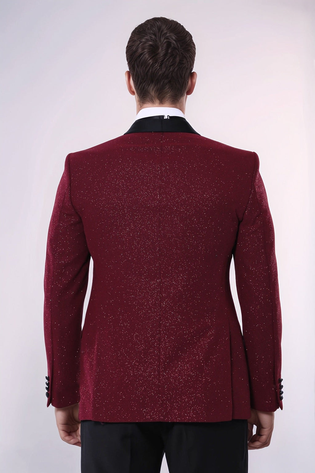 Burgundy Shawl Lapel Sparkly Men Tuxedo Jacket - Wessi - Luzilly Bridal & Apparel