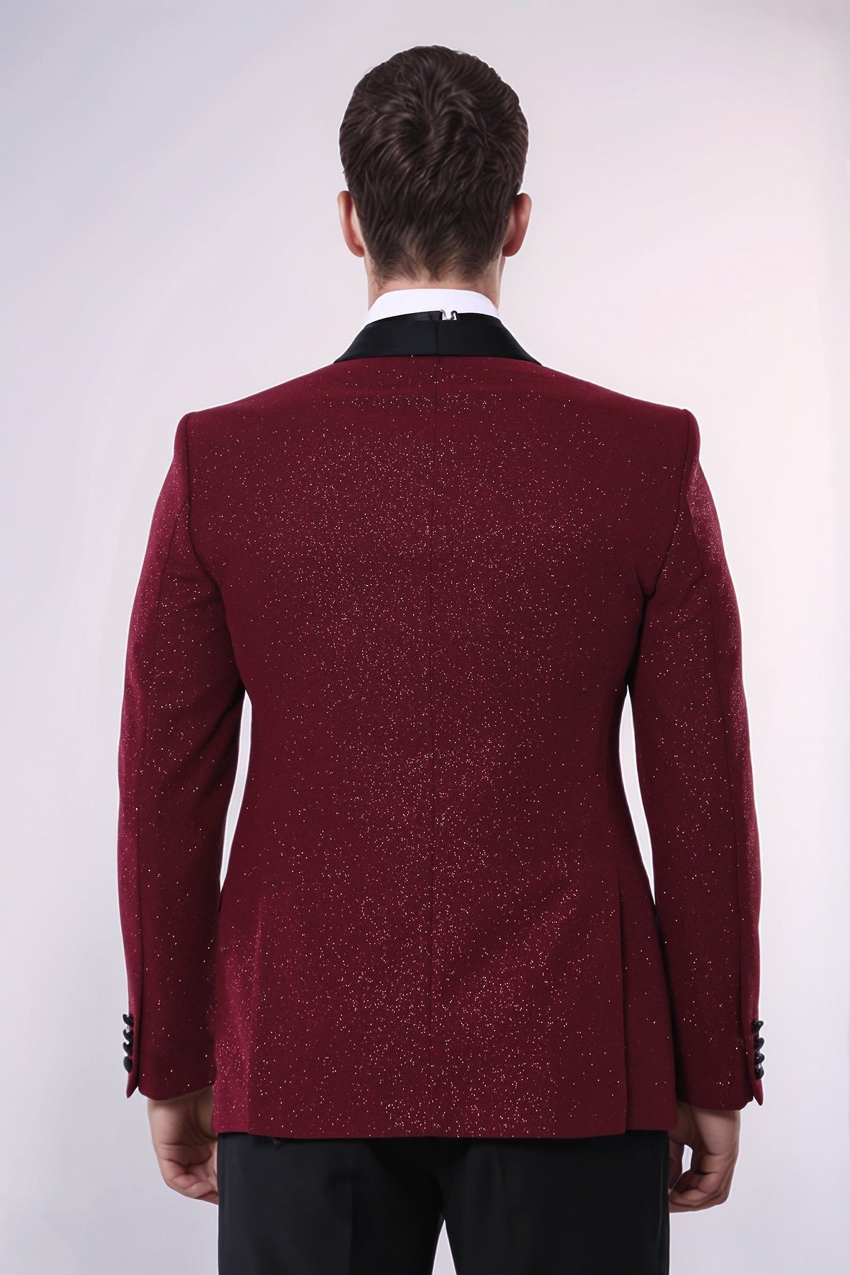 Burgundy Shawl Lapel Sparkly Men Tuxedo Jacket - Wessi - Luzilly Bridal & Apparel