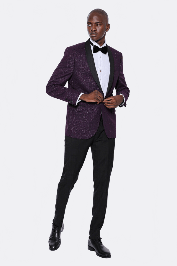 Burgundy Shawl Lapel Tuxedo Jacket - Wessi - Luzilly Bridal & Apparel