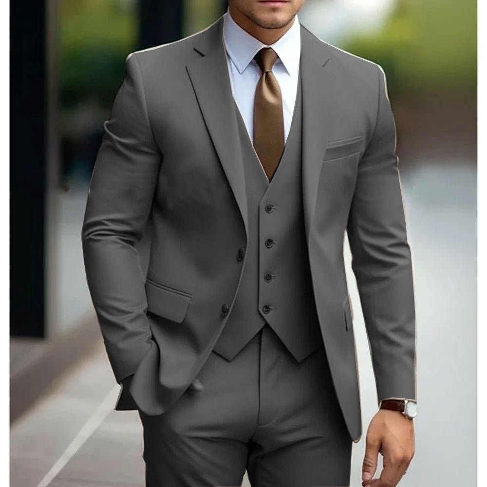 Business Casual Men's Three-piece Suit For Bridegroom Men's Wedding - Luzilly Bridal & Apparel