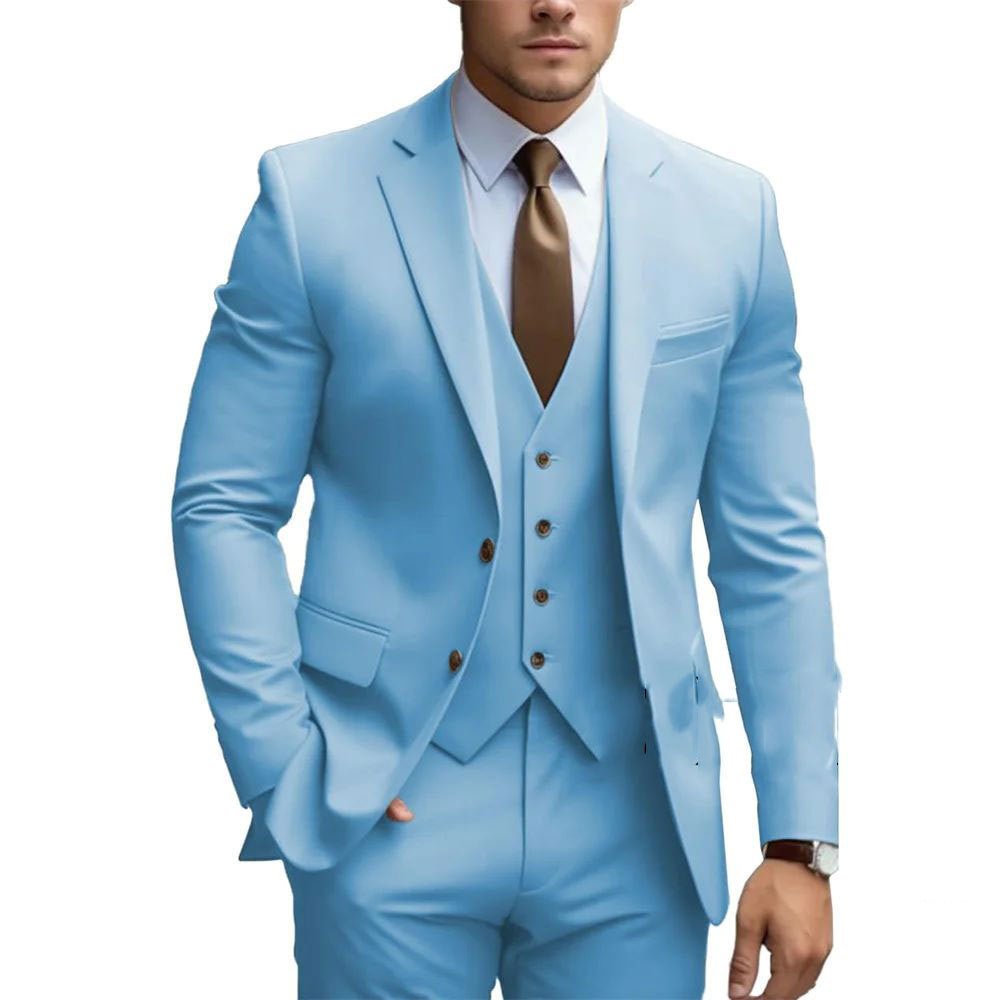 Business Casual Men's Three-piece Suit For Bridegroom Men's Wedding - Luzilly Bridal & Apparel