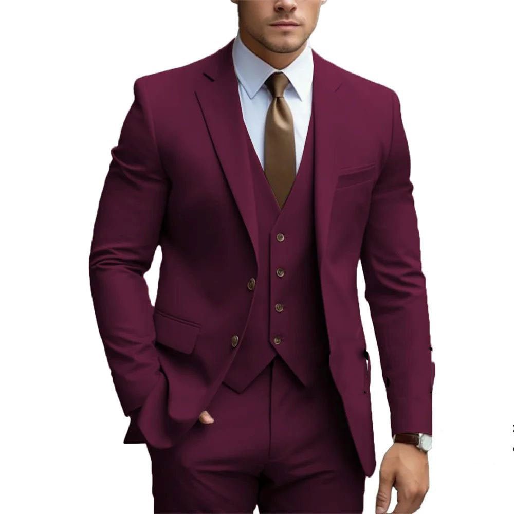 Business Casual Men's Three-piece Suit For Bridegroom Men's Wedding - Luzilly Bridal & Apparel