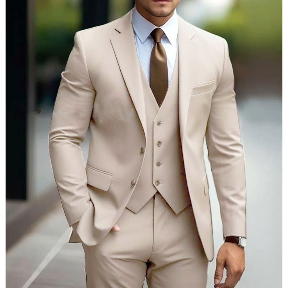 Business Casual Men's Three-piece Suit For Bridegroom Men's Wedding - Luzilly Bridal & Apparel