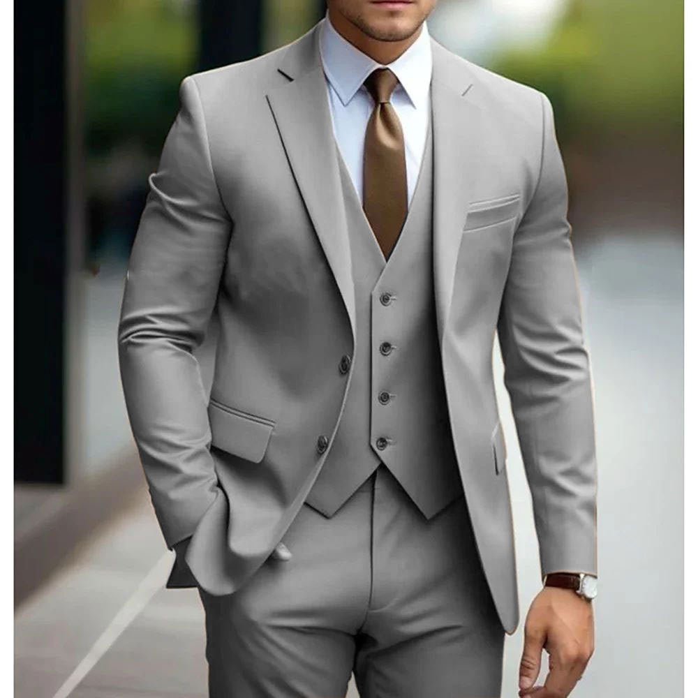 Business Casual Men's Three-piece Suit For Bridegroom Men's Wedding - Luzilly Bridal & Apparel