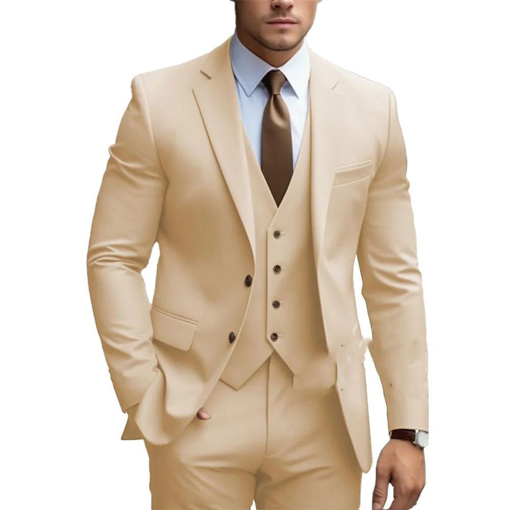 Business Casual Men's Three-piece Suit For Bridegroom Men's Wedding - Luzilly Bridal & Apparel