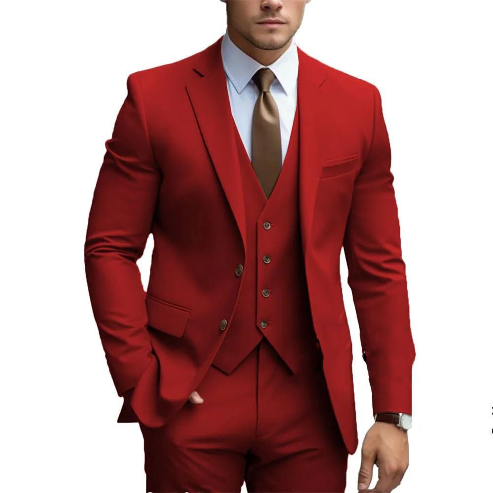 Business Casual Men's Three-piece Suit For Bridegroom Men's Wedding - Luzilly Bridal & Apparel
